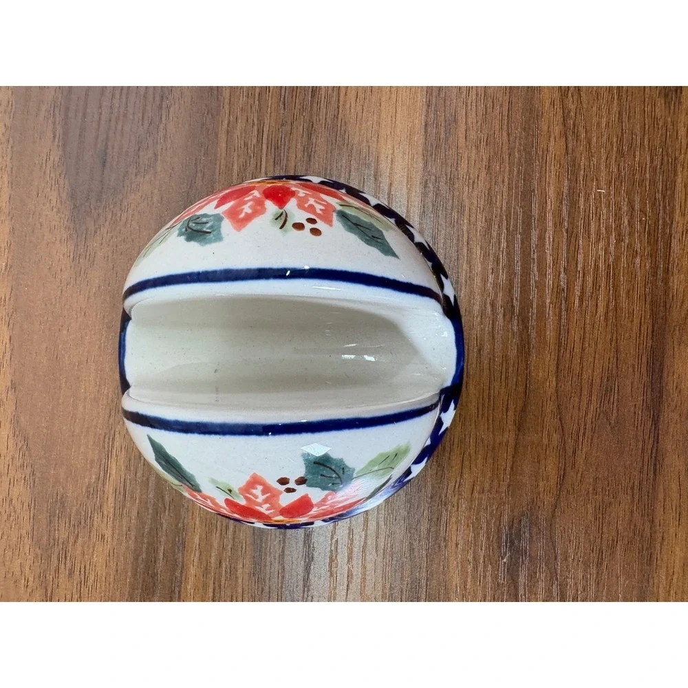 Boleslawiec Poland Polish Pottery Floral Hand Painted Napkin Holder